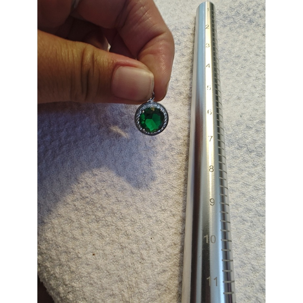 Pendant Green Silver Round Halo - Picture 3 of 8